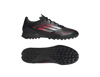adidas F50 League TF Turf Soccer Shoes Stealth Pack - Core Black/Iron Metallic/Lucid Red