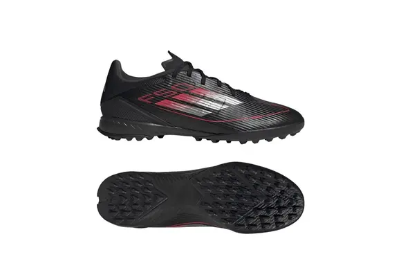 adidas F50 League TF Turf Soccer Shoes Stealth Pack - Core Black/Iron Metallic/Lucid Red