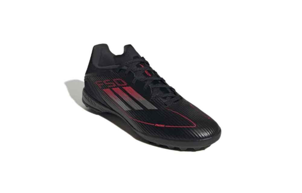 adidas F50 League TF Turf Soccer Shoes Stealth Pack - Core Black/Iron Metallic/Lucid Red