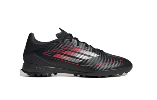 adidas F50 League TF Turf Soccer Shoes Stealth Pack - Core Black/Iron Metallic/Lucid Red