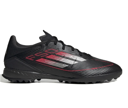 adidas F50 League TF Turf Soccer Shoes Stealth Pack - Core Black/Iron Metallic/Lucid Red