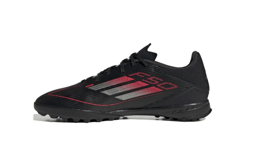 adidas F50 League TF Turf Soccer Shoes Stealth Pack - Core Black/Iron Metallic/Lucid Red