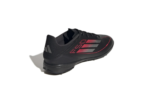 adidas F50 League TF Turf Soccer Shoes Stealth Pack - Core Black/Iron Metallic/Lucid Red