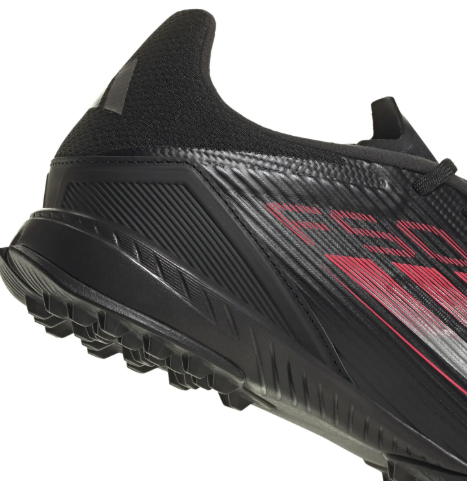 adidas F50 League TF Turf Soccer Shoes Stealth Pack - Core Black/Iron Metallic/Lucid Red