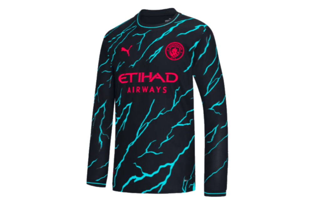 Puma Manchester City 2023 -24 Long Sleeve Third Jersey - Dark Navy/Hero Blue/Crimson