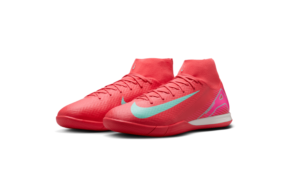 Nike Zoom Mercurial Superfly 10 Academy IC Indoor Mad Energy Soccer Cleats - Ember Glow/Aurora Green