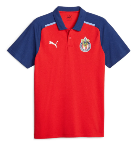 Puma Chivas 2023 - 24 Casuals Polo Shirt - Red/Peacoat/Elektro Blue