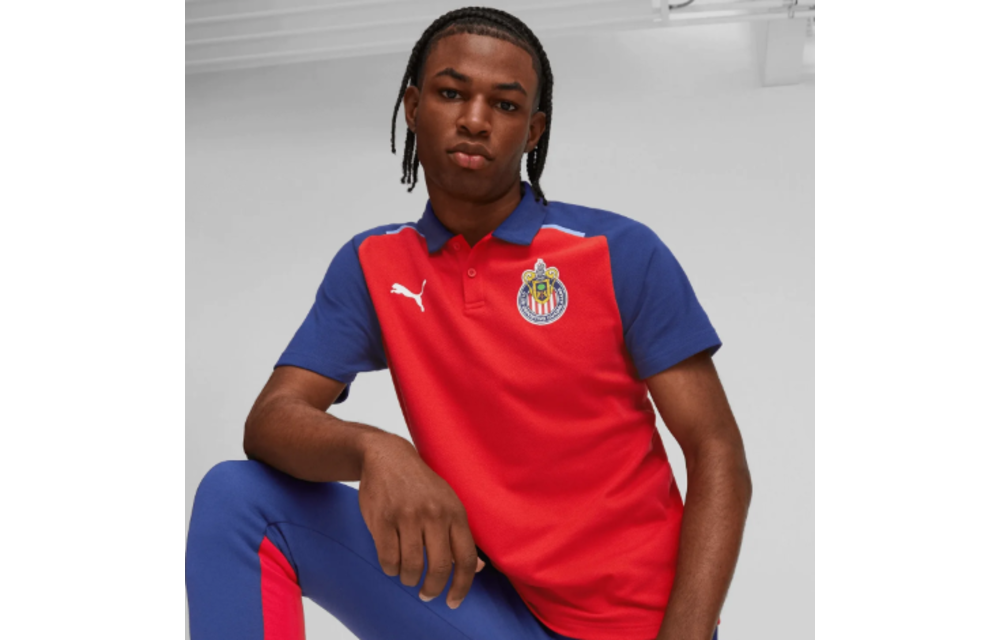 Puma Chivas 2023 - 24 Casuals Polo Shirt - Red/Peacoat/Elektro Blue