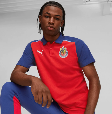 Puma Chivas 2023 - 24 Casuals Polo Shirt - Red/Peacoat/Elektro Blue