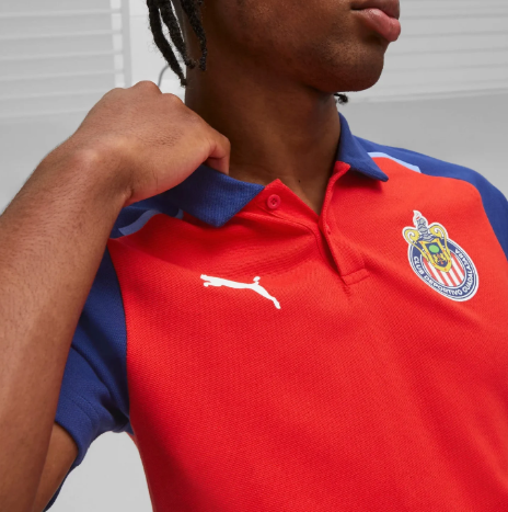 Puma Chivas 2023 - 24 Casuals Polo Shirt - Red/Peacoat/Elektro Blue
