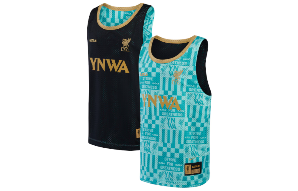 Nike Liverpool x LeBron James Collection Youth 2024 Reversible Sleeveless Jersey – Aqua/Black/Gold