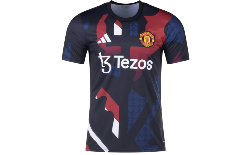 adidas Manchester United 2024 - 25 Prematch Training Jersey- Black/Red/Off White/Burgundy