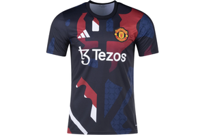 adidas Manchester United 2024 - 25 Prematch Training Jersey- Black/Red/Off White/Burgundy