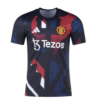 adidas adidas Manchester United 2024 - 25 Prematch Training Jersey- Black/Red/Off White/Burgundy