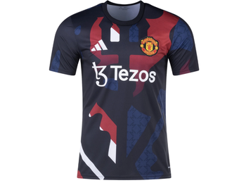 adidas Manchester United 2024 - 25 Prematch Training Jersey- Black/Red/Off White/Burgundy