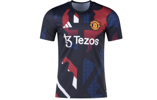 adidas Manchester United 2024 - 25 Prematch Training Jersey- Black/Red/Off White/Burgundy