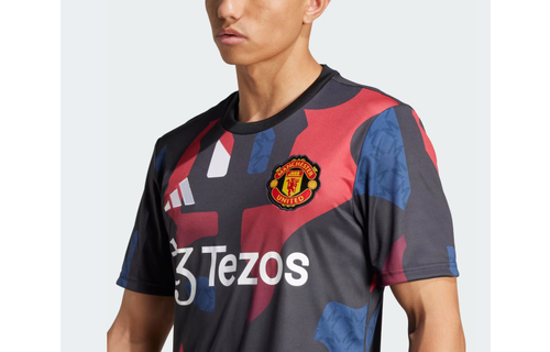 adidas Manchester United 2024 - 25 Prematch Training Jersey- Black/Red/Off White/Burgundy