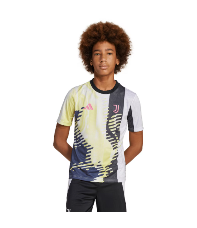 adidas adidas Juventus 2024 - 25 Youth Prematch Training Jersey- Pure Sulfur/Black/Legend Ink