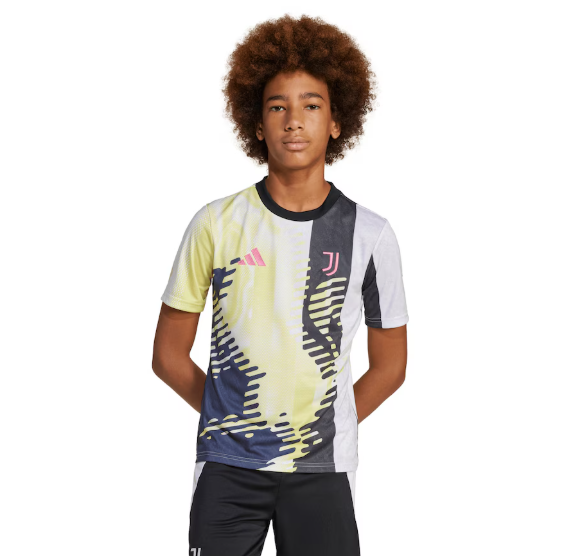 adidas Juventus 2024 - 25 Youth Prematch Training Jersey- Pure Sulfur/Black/Legend Ink