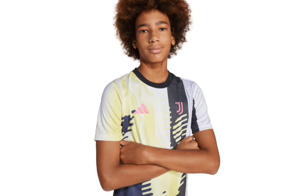 adidas Juventus 2024 - 25 Youth Prematch Training Jersey- Pure Sulfur/Black/Legend Ink