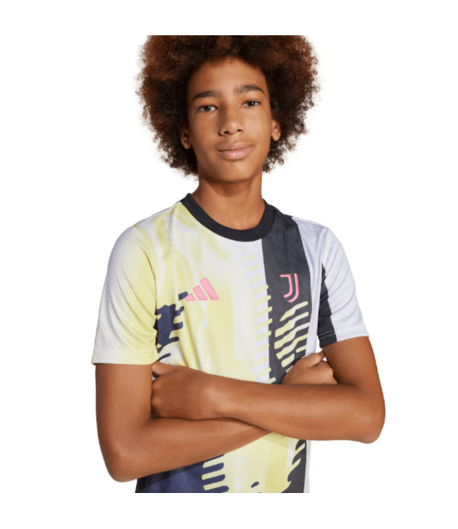 adidas adidas Juventus 2024 - 25 Youth Prematch Training Jersey- Pure Sulfur/Black/Legend Ink