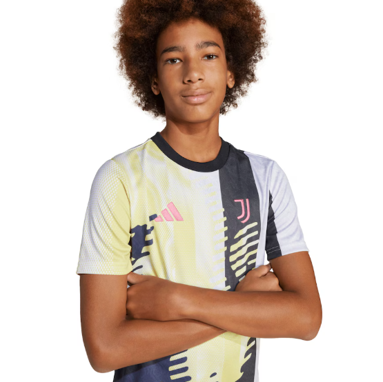 adidas Juventus 2024 - 25 Youth Prematch Training Jersey- Pure Sulfur/Black/Legend Ink