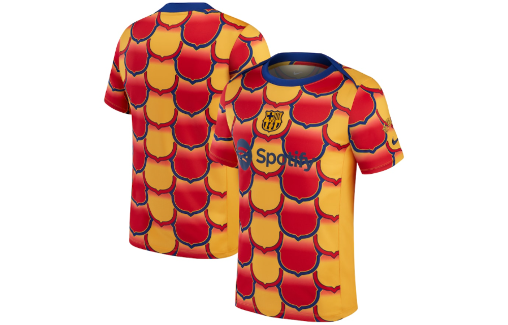 Nike Barcelona 2023 - 24 Prematch Training Jersey - Gold/Red