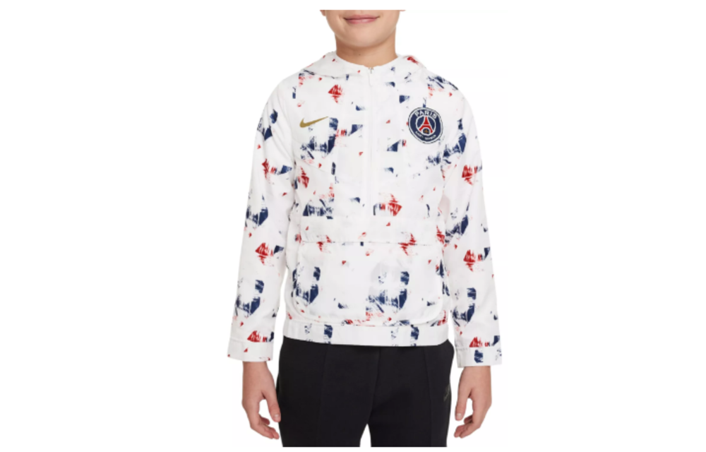 Nike Youth PSG Paris Saint German 2024 - 25 Quarter Zip Anorak Jacket - White/Metallic Gold