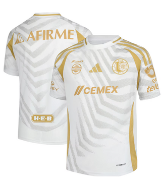 adidas adidas Youth UANL Tigres 2024 - 25 Third Jersey - White/Gold