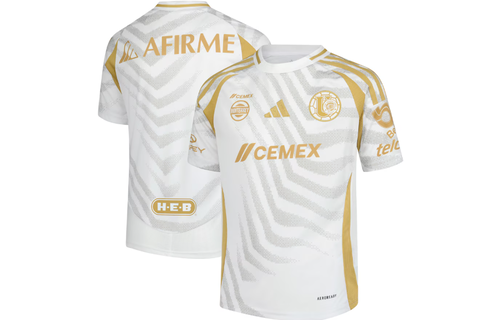 adidas Youth UANL Tigres 2024 - 25 Third Jersey - White/Gold