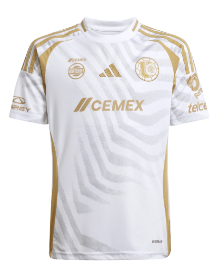 adidas Youth UANL Tigres 2024 - 25 Third Jersey - White/Gold