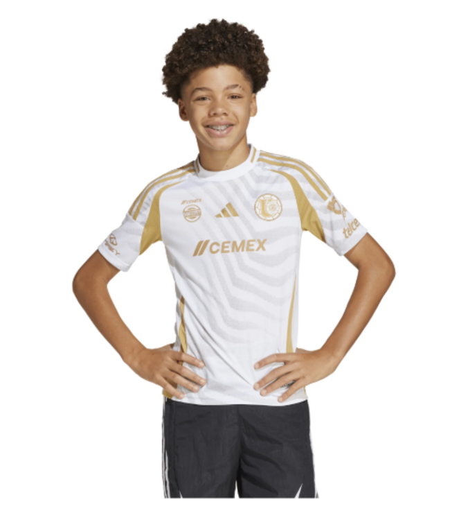 adidas adidas Youth UANL Tigres 2024 - 25 Third Jersey - White/Gold