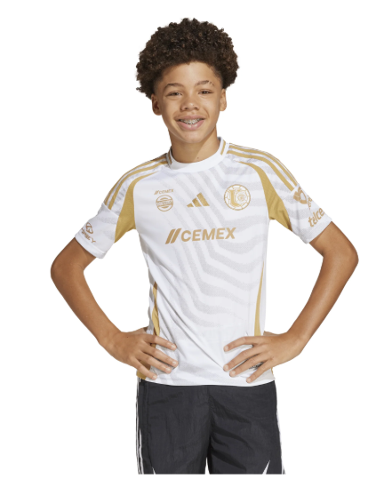 adidas Youth UANL Tigres 2024 - 25 Third Jersey - White/Gold