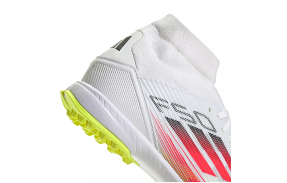 adidas Womens F50 League Mid TF Turf Shoes - Cloud White/Lucid Red/Solar Yellow
