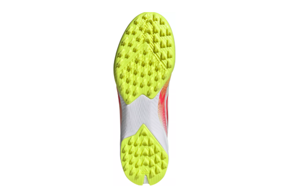 adidas Womens F50 League Mid TF Turf Shoes - Cloud White/Lucid Red/Solar Yellow