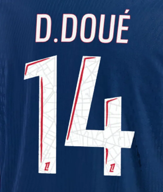 D.Doue # 14 PSG Paris Saint German 24 / 25 Home Nameset