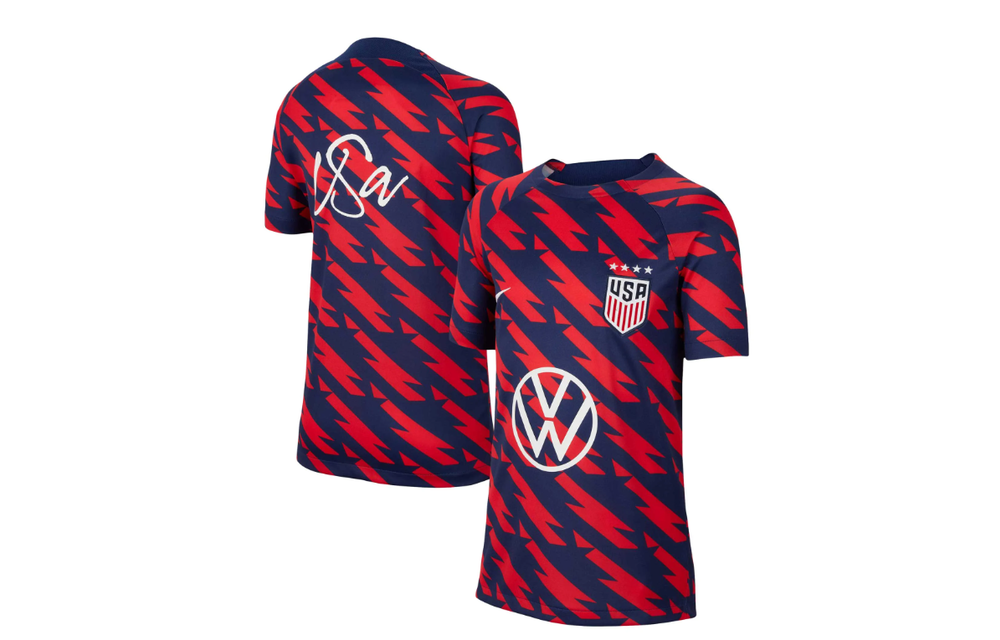 Nike Youth USA United States USWNT Academy Pro Prematch Training Jersey - Speed Red/Navy
