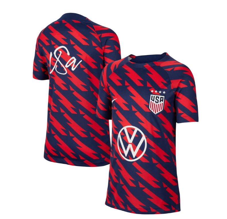 Nike Youth USA United States USWNT Academy Pro Prematch Training Jersey - Speed Red/Navy