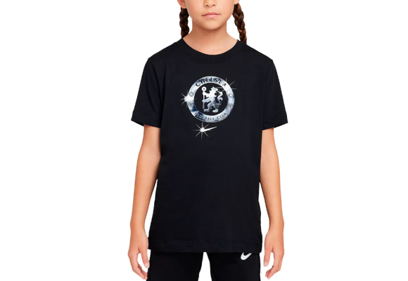 Nike Youth Chelsea FC 2024 - 25 Crest Foil Fan Shirt - Black
