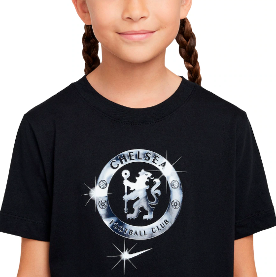Nike Youth Chelsea FC 2024 - 25 Crest Foil Fan Shirt - Black