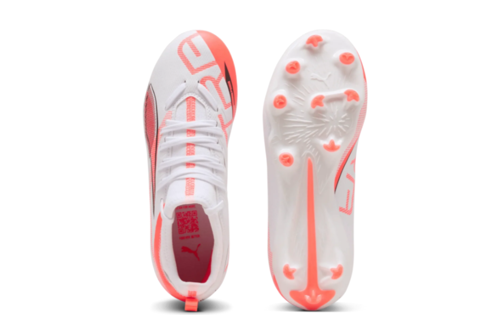 Puma Jr Ultra 5 Match FG/AG - White/Black/Glowing Red