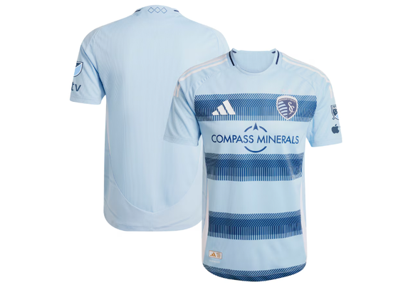 adidas Sporting Kansas City 2025 -26 Authentic Home Jersey - Glow Blue/Night Indigo