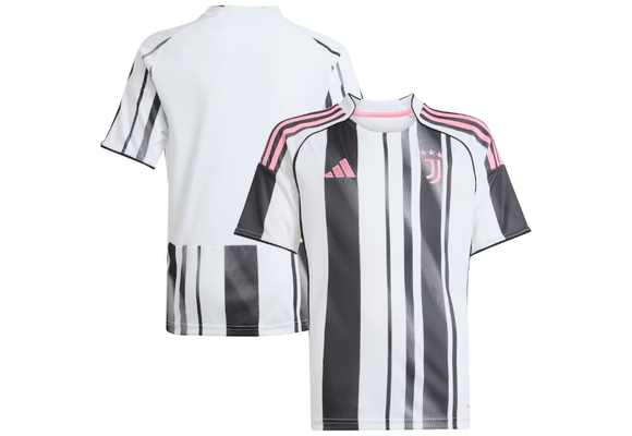 adidas Youth Juventus 2025 - 26 Home Jersey - White/Black/Pink