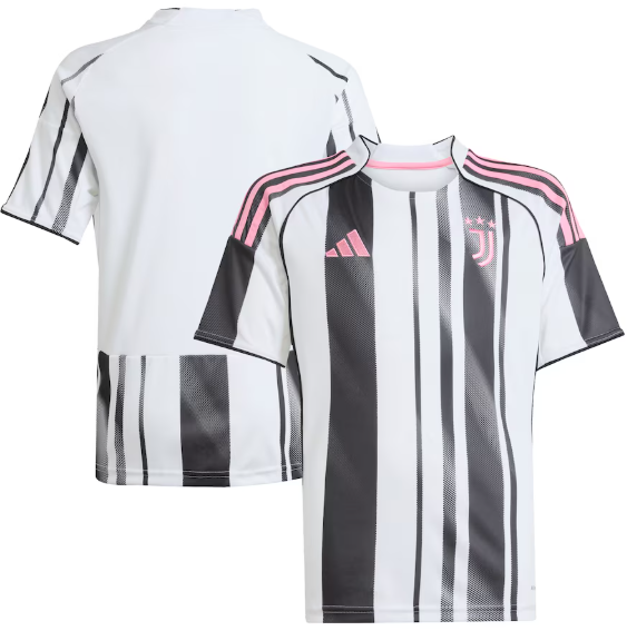 adidas Youth Juventus 2025 - 26 Home Jersey - White/Black/Pink