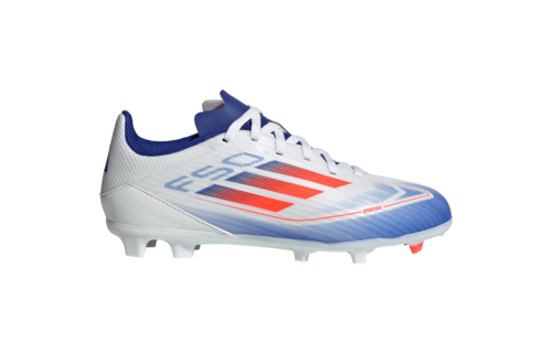 adidas Jr F50 League FG Soccer Shoes - Cloud White/Solar Red/Lucid Blue