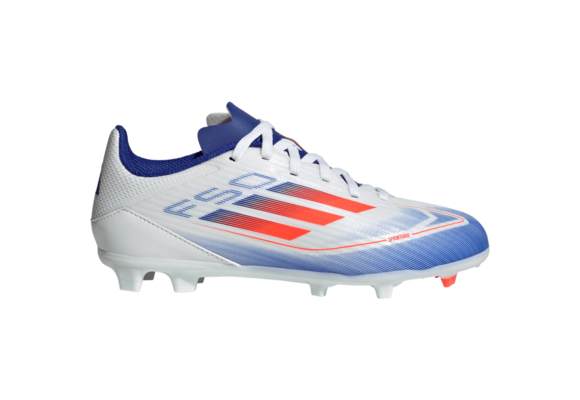 adidas Jr F50 League FG Soccer Shoes - Cloud White/Solar Red/Lucid Blue