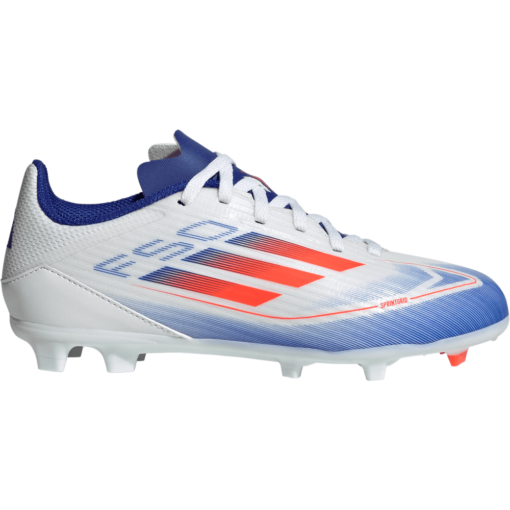 adidas Jr F50 League FG Soccer Shoes - Cloud White/Solar Red/Lucid Blue