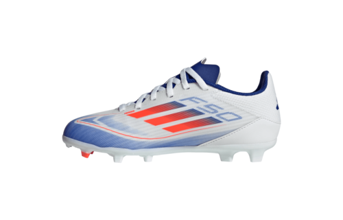 adidas Jr F50 League FG Soccer Shoes - Cloud White/Solar Red/Lucid Blue