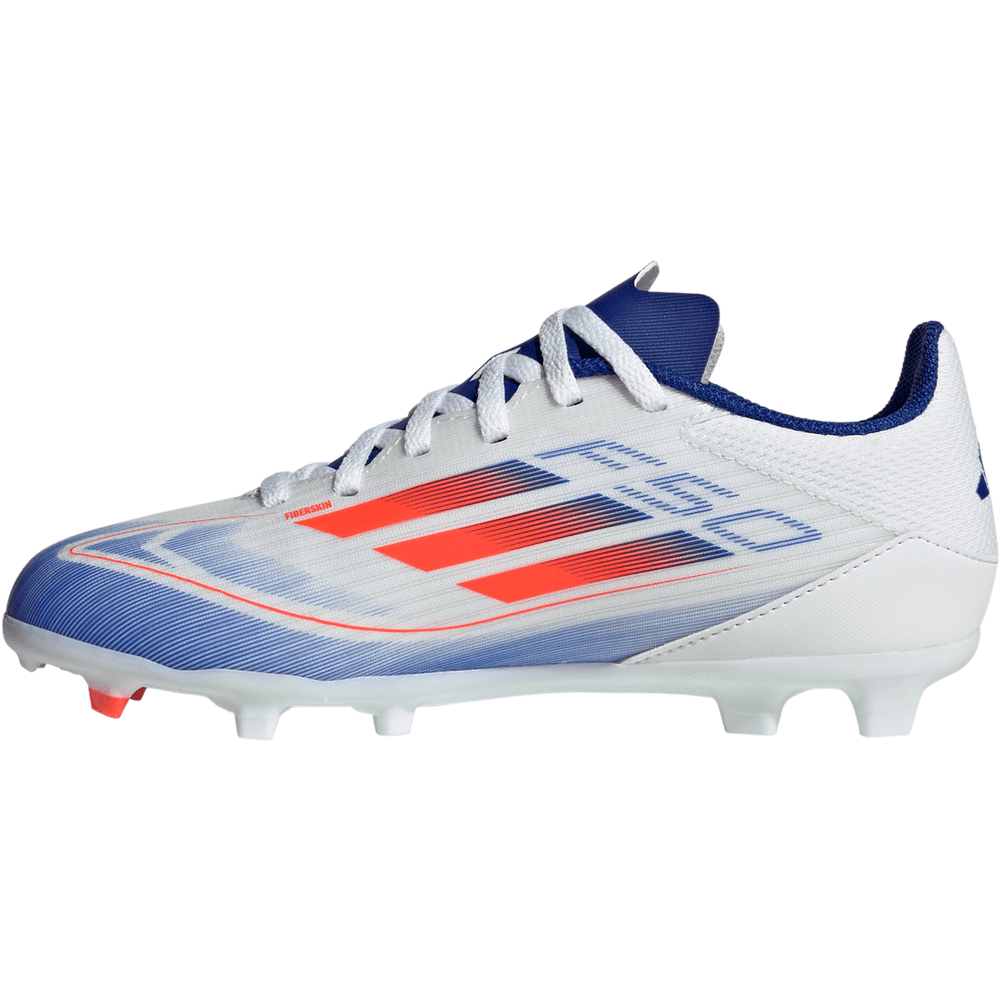 adidas Jr F50 League FG Soccer Shoes - Cloud White/Solar Red/Lucid Blue