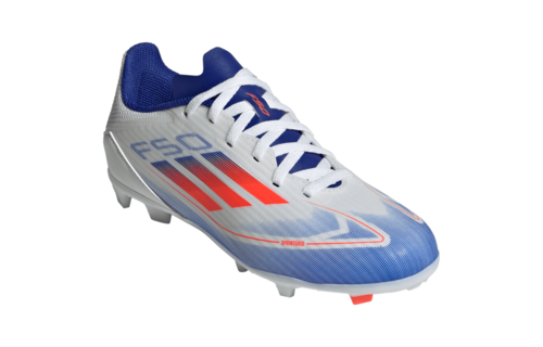 adidas Jr F50 League FG Soccer Shoes - Cloud White/Solar Red/Lucid Blue